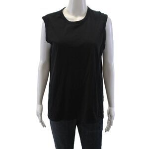 Another Tomorrow Womens Organic Cotton Crew Neck Tank Top Black Size XL